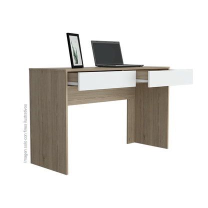 Escritorio Acre ERB2689 color Rovere y blanco, 45x120x 75cm, estructura madera aglomerada.