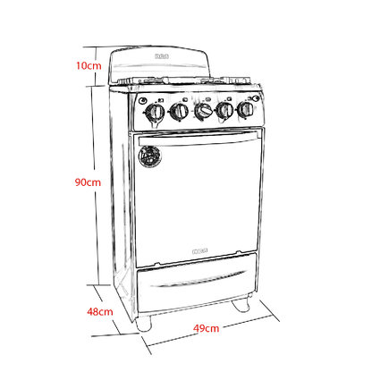 Estufa de 20" a gas RCCR22 RCA 4 quemadores mesa de acero inoxidable