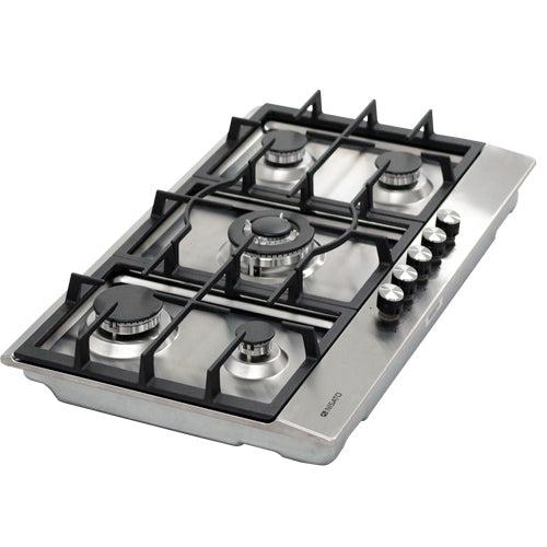 Estufa empotrable de gas, 5 quemadores, NPCT-76PRODM, Nisato, acero inoxidable, 30”