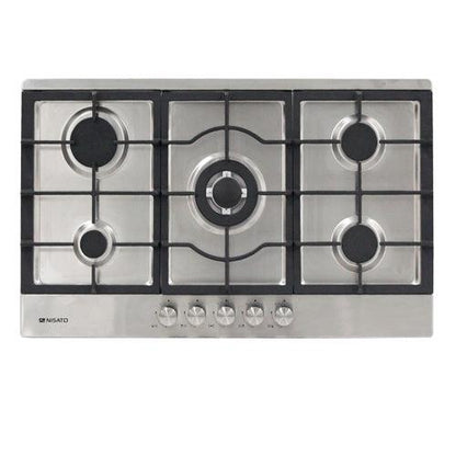 Estufa Empotrable a Gas, 36”, NPCT-90PRODM, Nisato, 5 quemadores con quemador central doble llama y parrillas de hierro colado, Acero inoxidable