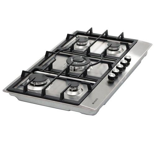 Estufa Empotrable a Gas, 36”, NPCT-90PRODM, Nisato, 5 quemadores con quemador central doble llama y parrillas de hierro colado, Acero inoxidable