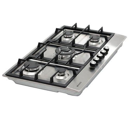 Estufa Empotrable a Gas, 36”, NPCT-90PRODM, Nisato, 5 quemadores con quemador central doble llama y parrillas de hierro colado, Acero inoxidable