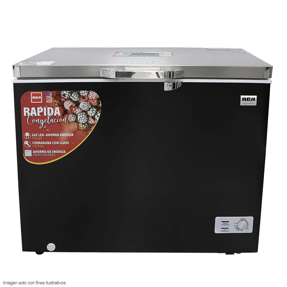 Congelador Horizontal 11pc RCSF110DA RCA luz LED cierre con llave  3 canastas