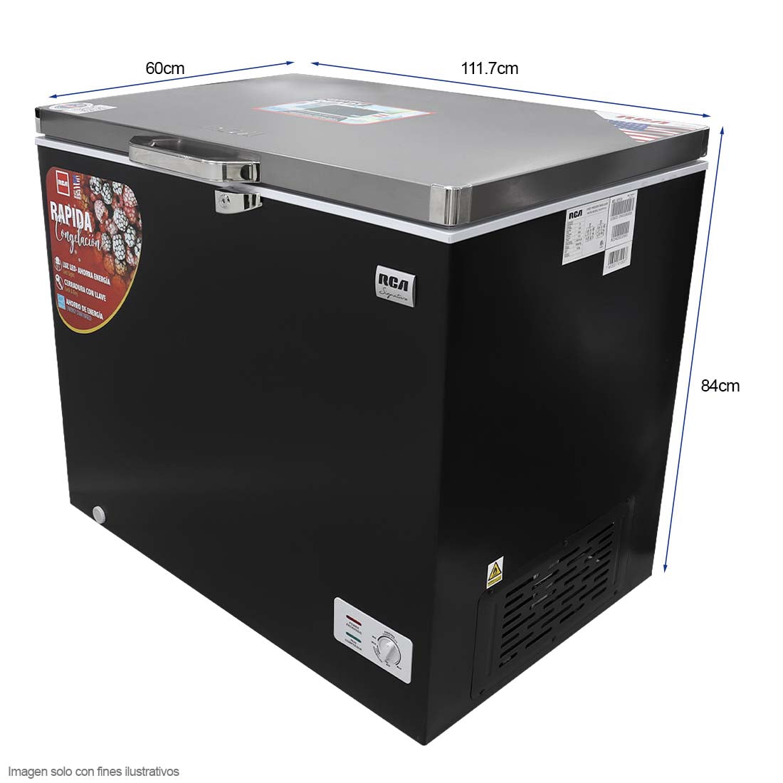 Congelador Horizontal 11pc RCSF110DA RCA luz LED cierre con llave  3 canastas