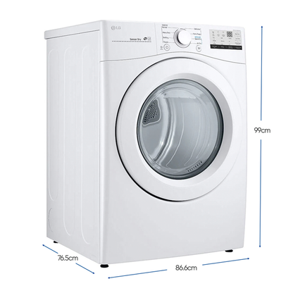 Secadora a gas de carga frontal, 20 kg, DF20WV2W, LG, Sensor Dry y Smart Diagnosis
