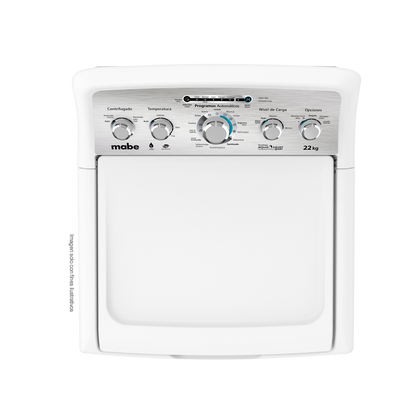Lavadora 22kg LMA72215CBAB0 Mabe carga superior tina de acero inoxidable, Tecnología Aqua Saber Green