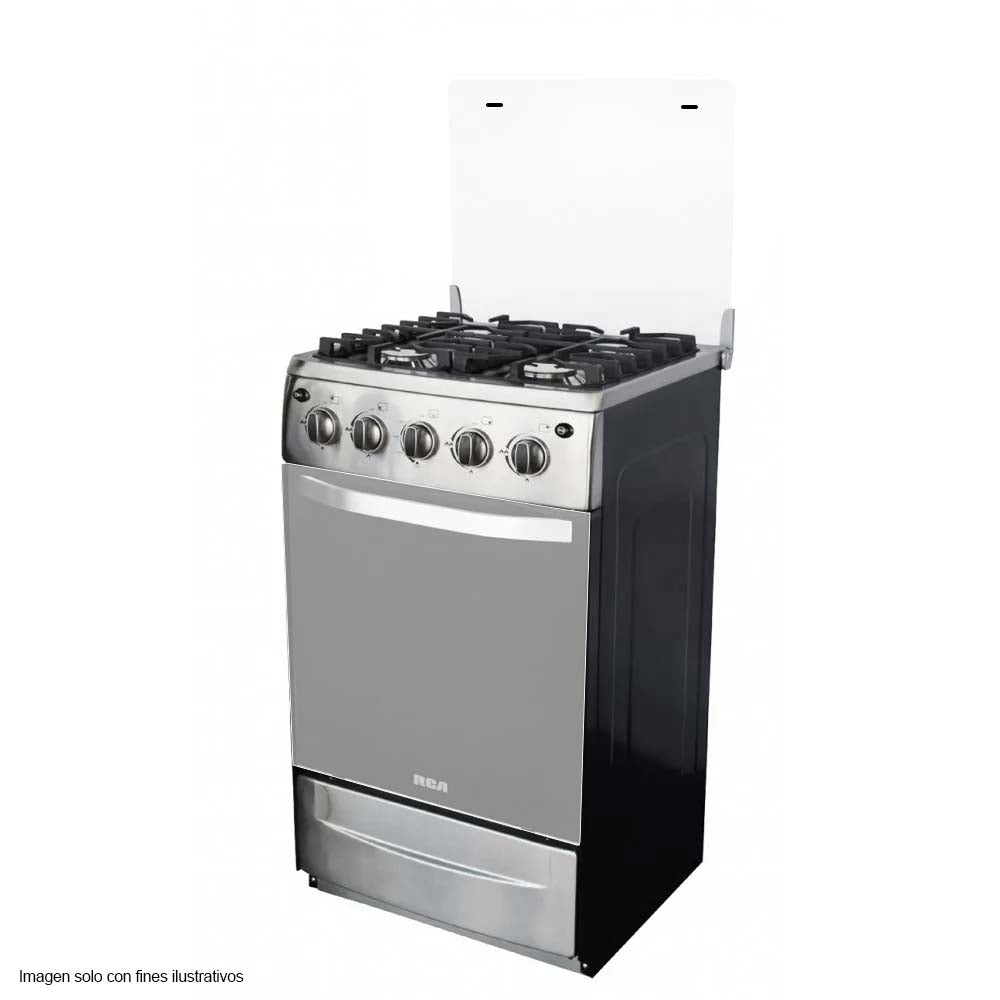 Estufa a gas de 20" 4 quemadores RCCR25 RCA, tapa de vidrio encendido eléctrico.