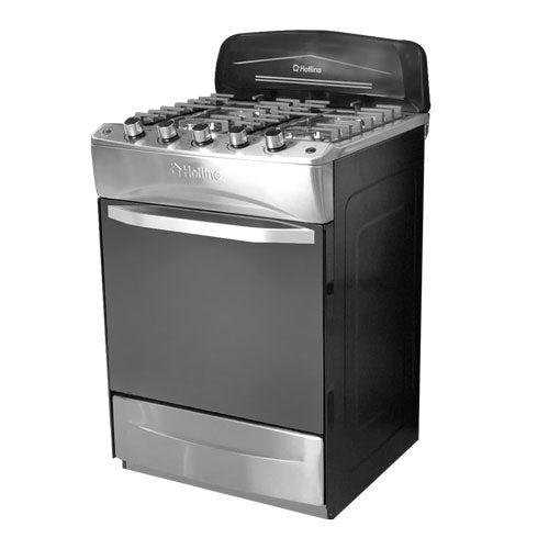 HOTLINE ESTUFA 24" GAS HLGR2405 4 QUEMADORES ENCENDIDO ELECTRICO LUZ EN EL HORNO MESA DE ACERO INOXIDABLE  PARRILLAS DE HIERRO COLADO