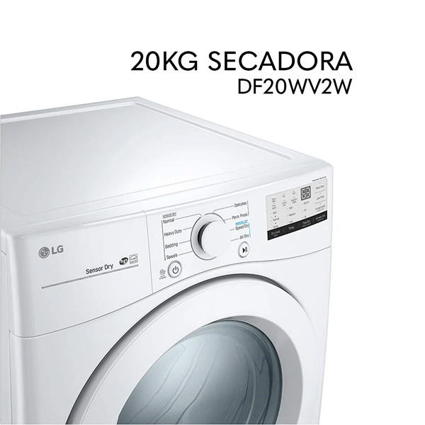 Combo de lavadora WM20WV26W + secadora DF20WV2W de 20kg LG