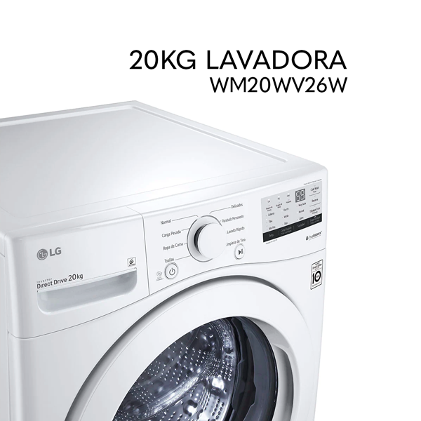 Combo de lavadora WM20WV26W + secadora DF20WV2W de 20kg LG
