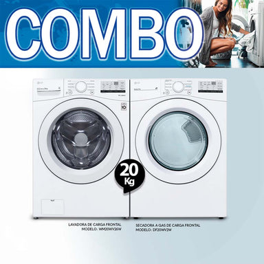 Combo de lavadora WM20WV26W + secadora DF20WV2W de 20kg LG