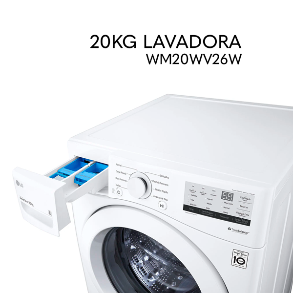Combo de lavadora WM20WV26W + secadora DF20WV2W de 20kg LG