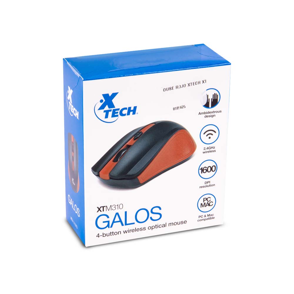 Mouse inalámbrico XTM-310RD Color rojo XTech