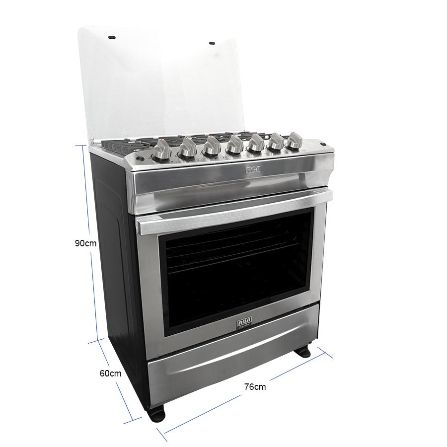 Estufa a gas de 30" RCCR7607 RCA 6 quemadores mesa de acero inoxidable