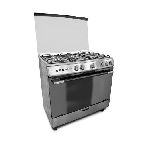 Estufa a gas de 36" NPX-9061TV  5 quemadores Nisato, rostizador mesa de acero inoxidable