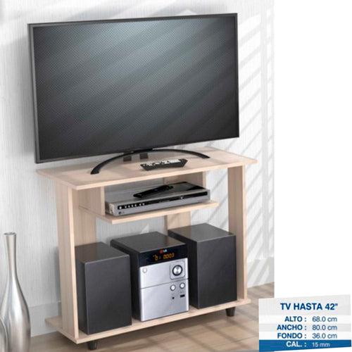 MESA P/TV MTV15019, CAPACIDAD PARA TV 42" CONTIENE SUFICIENTE ESPACIO Y ENTRE-PAÑOS PARA QUE ALMACENES Y ORGANICES TUS EQUIPOS DE AUDIO Y SONIDO, MEDIDAS 80L X36W X 68H CM