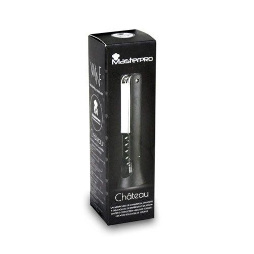 Sacacorchos de Camarero Multifunción 3 en 1, N/A, Château, MASTERPRO, Acero Inoxidable y ABS Negro, 12 cm