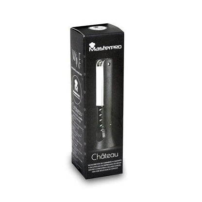 Sacacorchos de Camarero Multifunción 3 en 1, N/A, Château, MASTERPRO, Acero Inoxidable y ABS Negro, 12 cm