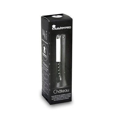 Sacacorchos de Camarero Multifunción 3 en 1, N/A, Château, MASTERPRO, Acero Inoxidable y ABS Negro, 12 cm