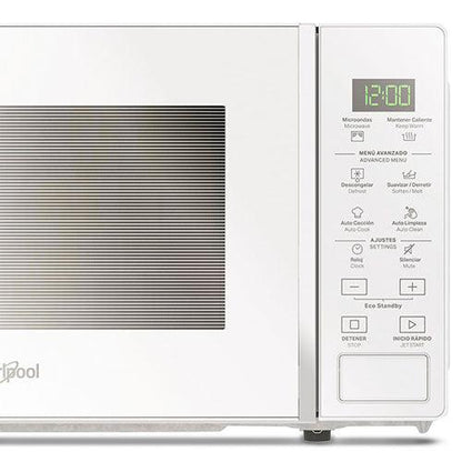Microondas 0.7pc WM1807W Whirpool, color blanco 700W 5 niveles de potencia, 4 opciones para descongelar, 12 opciones de auto cocción.