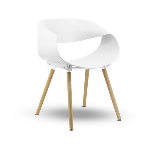 SILLA PLASTICA MODELO SL-7064, COLOR BLANCO, MEDIDAS 55*47*75 CM, ASIENTO DE POLIPROPILENO Y PATAS DE MADERA