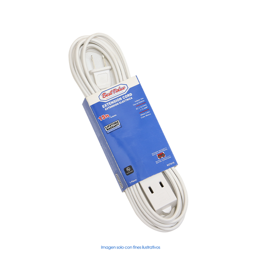 Extensión eléctrica 15 pies(4.6mts) color blanco, modelo E27615
