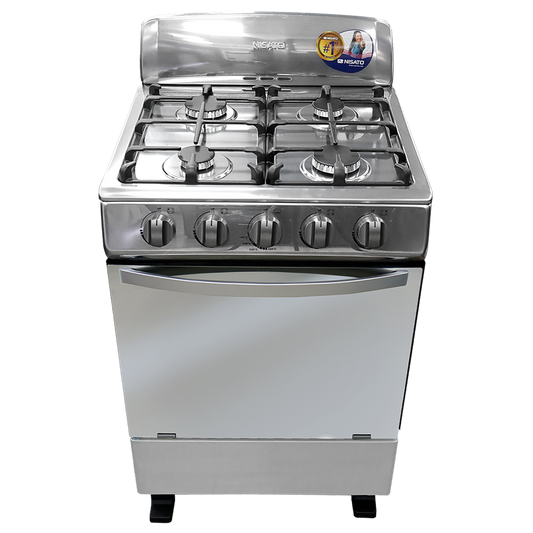Estufa a gas de 24" NE-2464RMS 4 quemadores, mesa de acero inox.