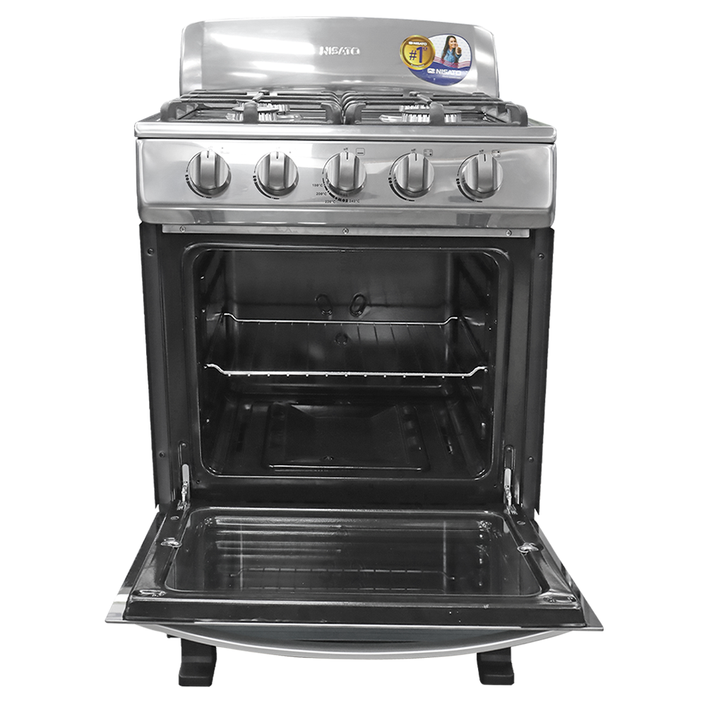 Estufa a gas de 24" NE-2464RMS 4 quemadores, mesa de acero inox.