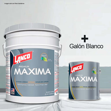 Combo de pintura TINT Premium Máxima Tanque (5Gls) + Galón Máxima blanco