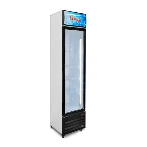 SANKEY ENFRIADOR COMERCIAL 5.65 PC  RFD-8N59  UNA PUERTA LUZ INTERIOR LED SEGURDAD CON LAVE GABINETES DIVISORES AJUSTABLES