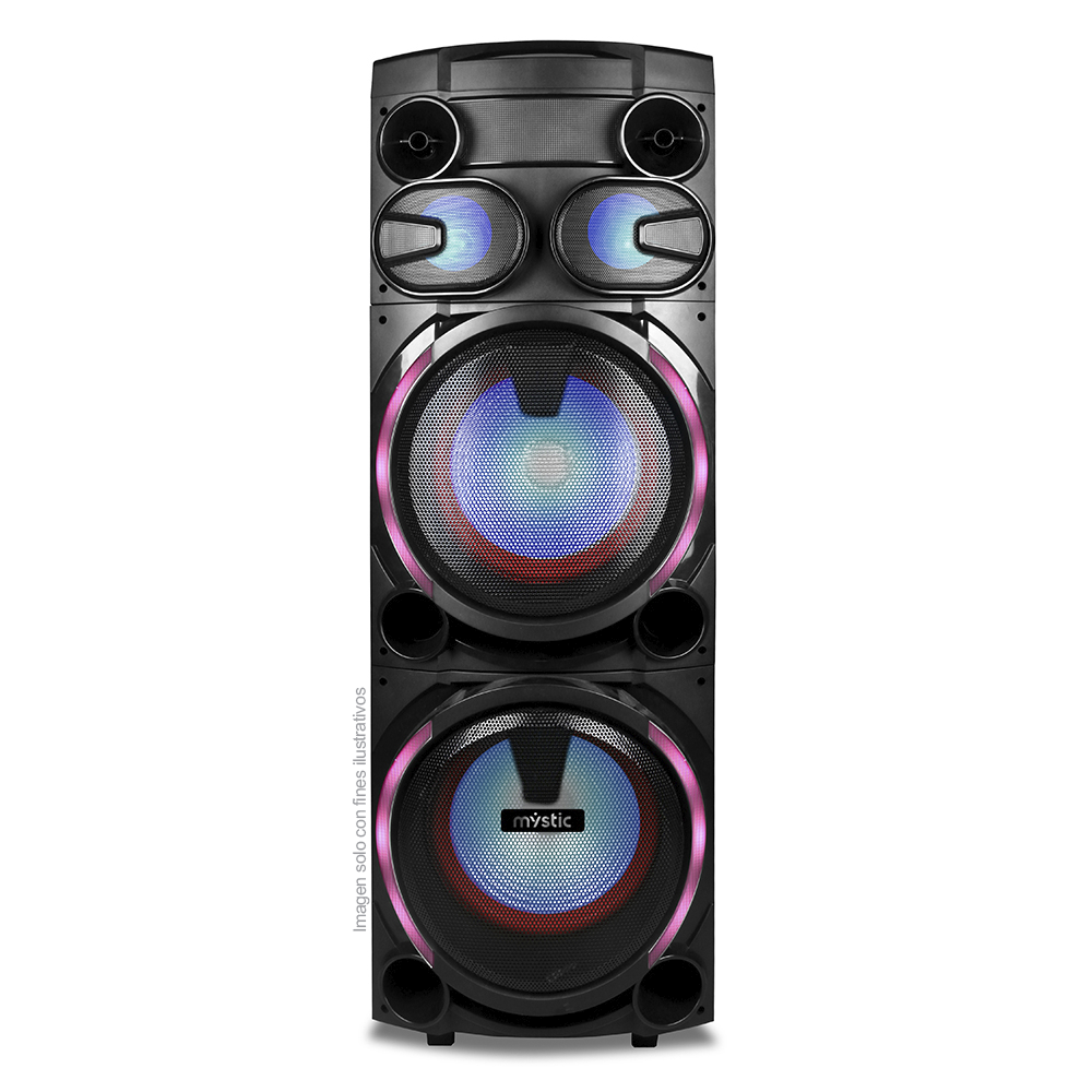 Party icon one , MY-PST1225 Mystic, audio con Bluetooth, Micrófono inalámbrico UHF, Radio FM, Luz LED. 150W RMS