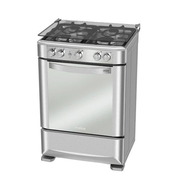 Estufa a Gas, 24”, EMA6030FX0, Mabe, 4 quemadores en acero inoxidable con parrillas de hierro colado y encendido electrónico