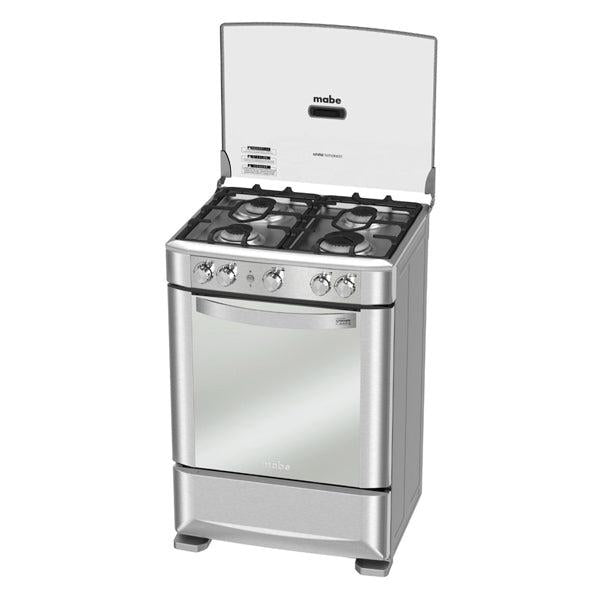 Estufa a Gas, 24”, EMA6030FX0, Mabe, 4 quemadores en acero inoxidable con parrillas de hierro colado y encendido electrónico