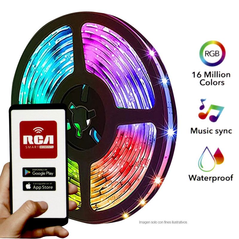 Tira LED Smart RLSM30 RCA Wi-Fi +RF 16 millones de colores RGB, 5metro.