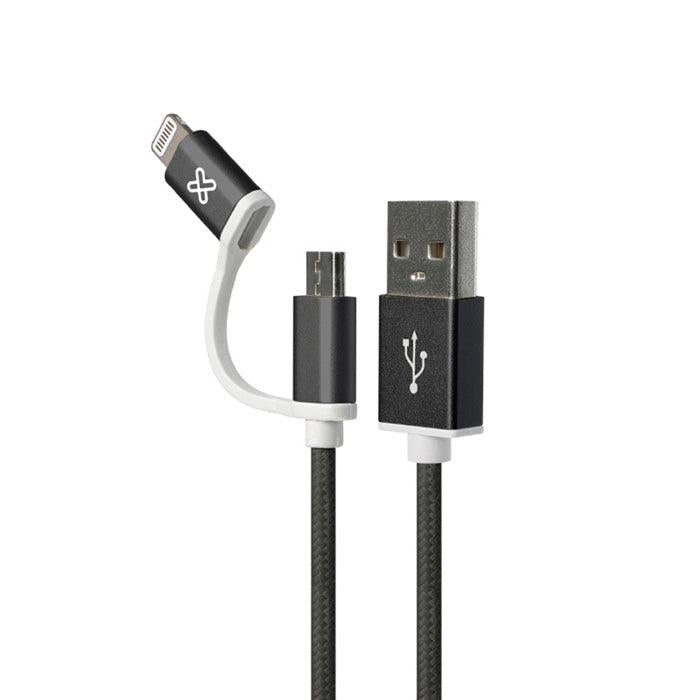 KLIP KAC-210BK CABLE 2 EN 1 LIGHTNING Y MICRO USB 1M BLACK