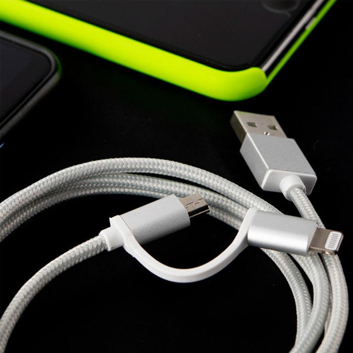 Klip KAC-210SV Cable 2 En 1 Lightning y Micro USB 1M Silver