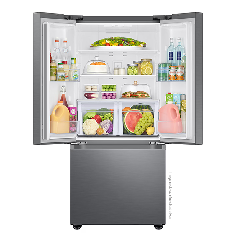 Refrigeradora Samsung 22pc RF22A4010S9/AP french door inverter monocooling bandejas de vidrio templado.