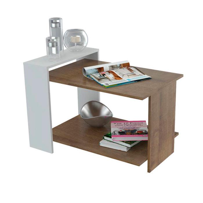Mesa de centro MCS15106, ideal para espacios pequeños, color amaretto y blanco.