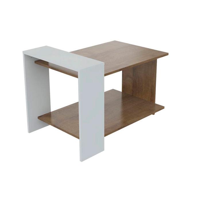 Mesa de centro MCS15106, ideal para espacios pequeños, color amaretto y blanco.