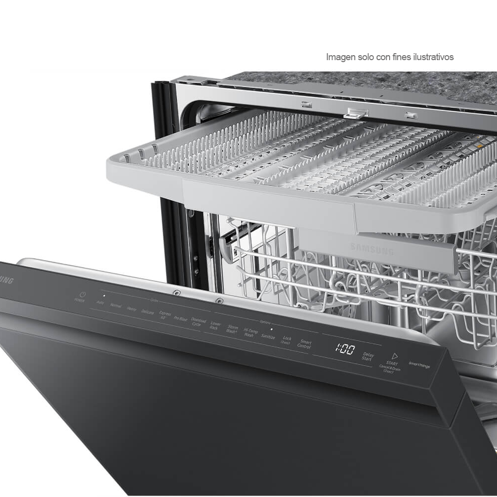 Lavaplatos 24" mandos ocultos DW80B6060UG/AP Samsung Ccon 3 estantes, tina de acero inoxidable