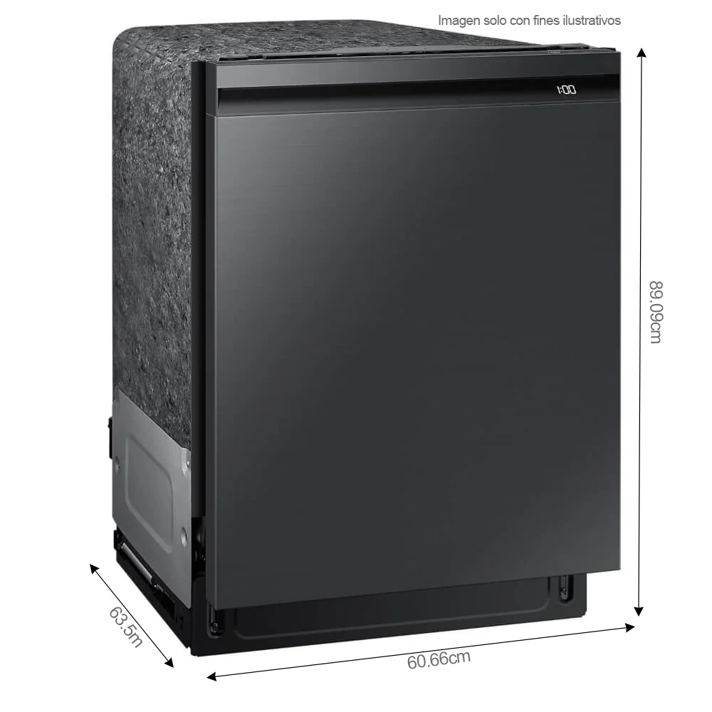 Lavaplatos 24" mandos ocultos DW80B6060UG/AP Samsung Ccon 3 estantes, tina de acero inoxidable