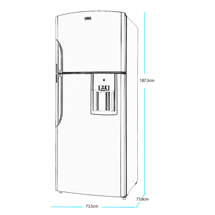 Refrigeradora mabe 18pc top mount  RMS510IBMRX0 de acero inoxidable display táctil dispensador de agua