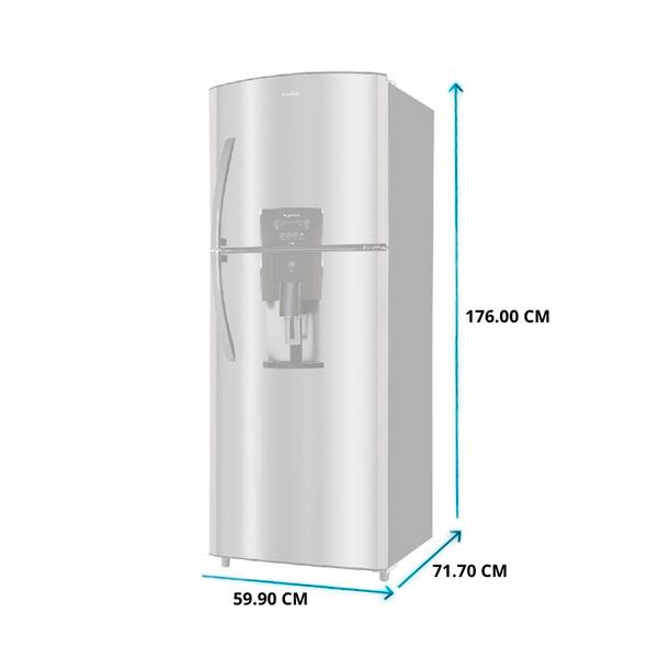 Refrigeradora Mabe top mount 11pc RMA300FZMRX0 acero inoxidable dispensador de agua luz led bandejas de cristal templado control ajustable de temperatura perilla