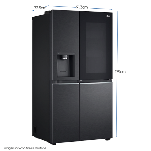 Refrigeradora 23pc LS66SXTC LG  Side by Side matte black dispensador de agua.