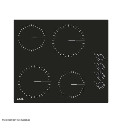 Estufa 24" empotrable eléctrica Bari 60 vitroceramica 4 zonas de cocción.