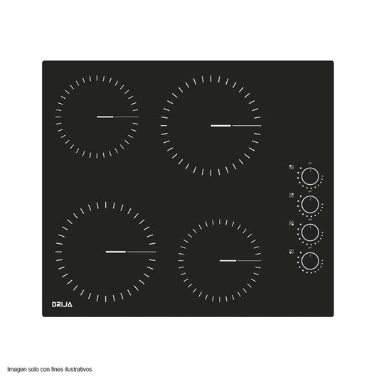 Estufa 24" empotrable eléctrica Bari 60 vitroceramica 4 zonas de cocción.