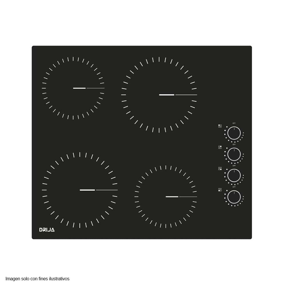 Estufa 24" empotrable eléctrica Bari 60 vitroceramica 4 zonas de cocción.