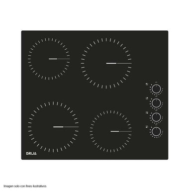 Estufa 24" empotrable eléctrica Bari 60 vitroceramica 4 zonas de cocción.