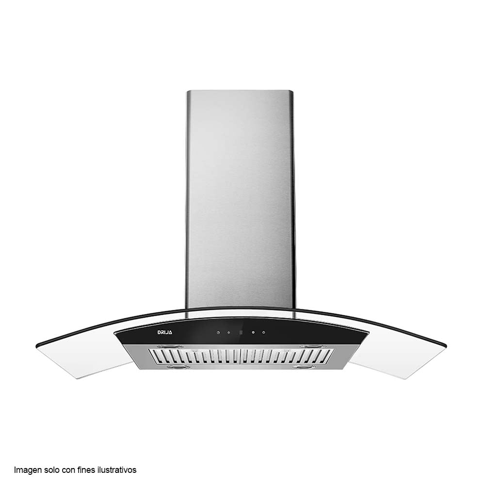 Extractor de grasa Prisma Isla Touch 90 Drija, acero inoxidable filtros de aluminio, iluminación LED.