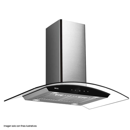 Extractor de grasa Prisma Isla Touch 90 Drija, acero inoxidable filtros de aluminio, iluminación LED.